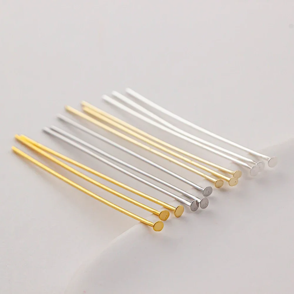 Gold Color Plated 18K Real Gold T-needle Pins Jewelry Making Needle Beaded Material DIY Earrings Pendant Accessories 100pcs