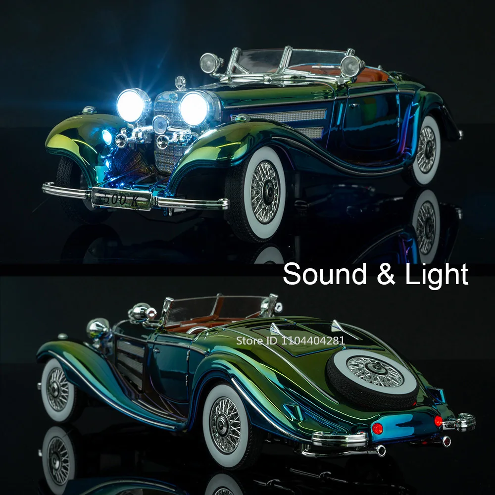 1:24 500K ヘルキャット ミニチュア おもちゃ モデル ダイキャスト 合金 レトロカー ドア開閉 サウンド ライト プルバック ヴィンテージカー 彼氏へのプレゼント