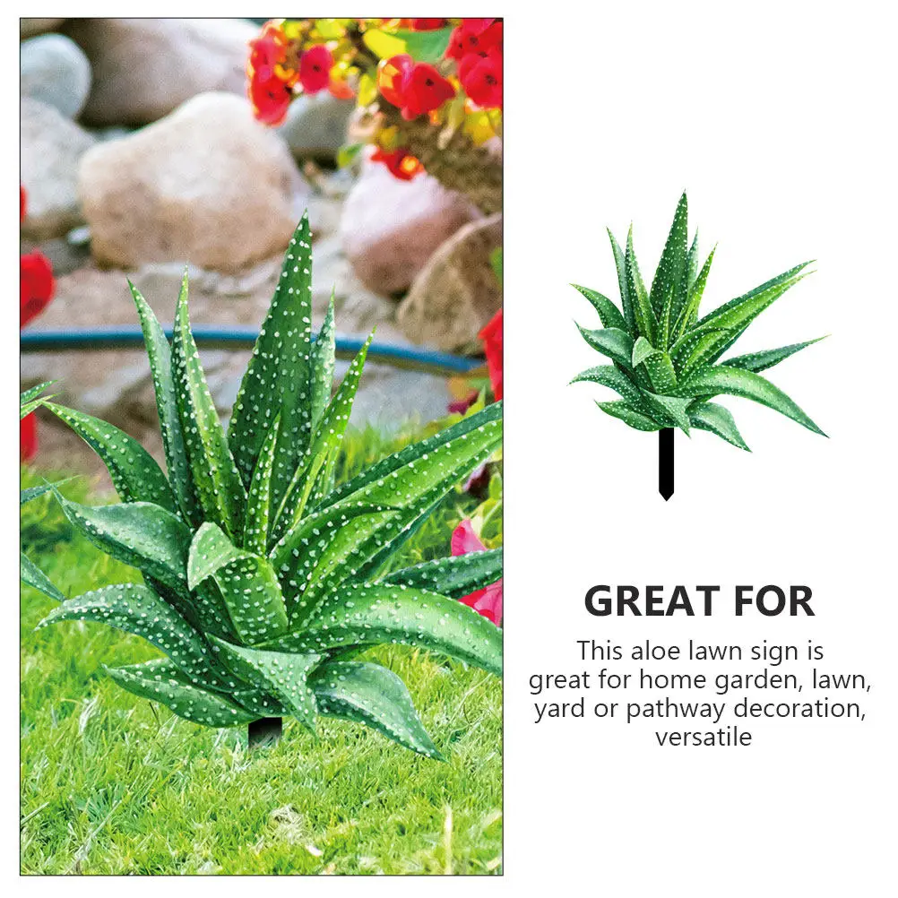 Aloe Yard Garden Insert Stake Acrylic Decorative Sign Outdoor Ground Insert Lawn Ornament Yard Stake Decor Garden Stakes Signs
