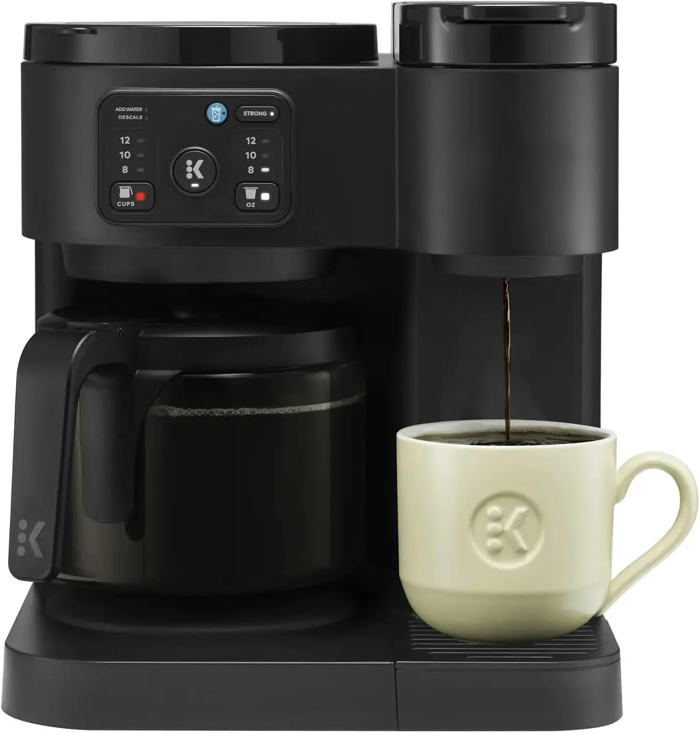 USA Stock K-Duo Essentials, Hot & Iced Single-Serve Pod Coffee Maker & Carafe, 72 Oz Reservoir, Multiple Brew Sizes, Strong Brew