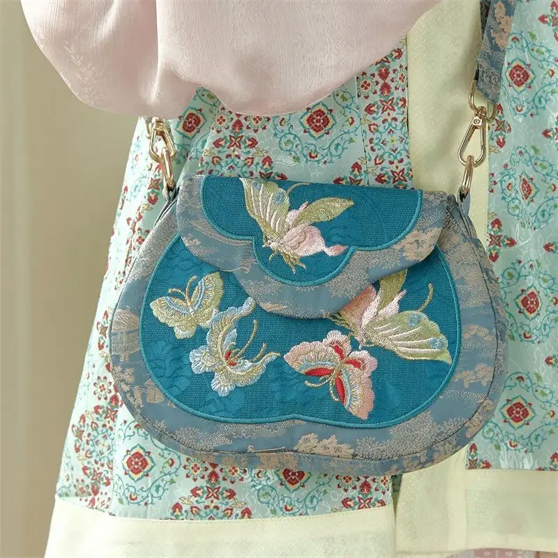 3 Colors Original Retro Embroidered Hanfu Merchant Bag Butterfly Embroidered Three Dimensional Small Bag Versatile for Women