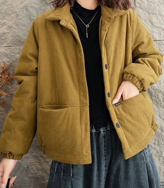 

2025 Autumn/Winter New Thick Cotton Jacket Loose Casual Cotton Jacket Solid Color Coat