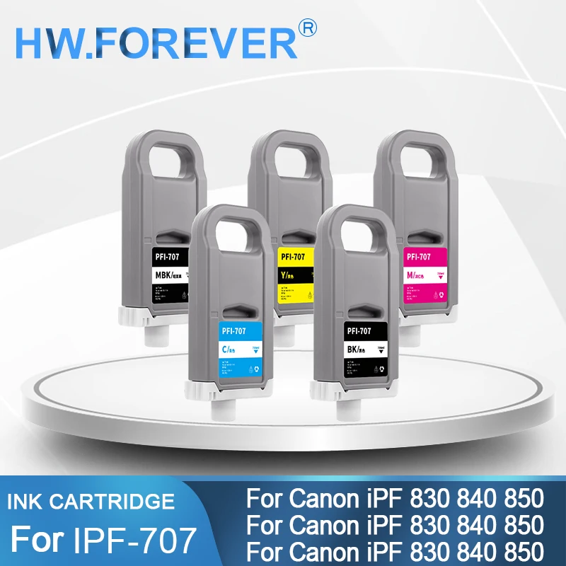 700ML For Canon PFI 707 PFI-707 Compatible Ink Cartridge For Canon iPF 830 840 850 Printer With Pigment DyeChip Ink Cartridge