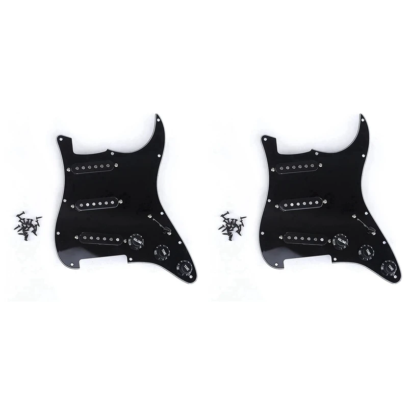 

2X Single Coil SSS Electric Guitar Pickguard Pickup Loaded Prewired Scratch Plate 11 Holes 3Ply For ST SQ Guitar