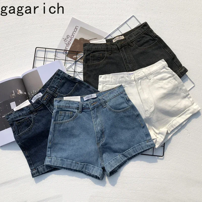 

Gagarich European American Retro Classic Thin Leg Length Loose Washed Flange Denim Shorts Women Rolled Wide-leg Hot Pants