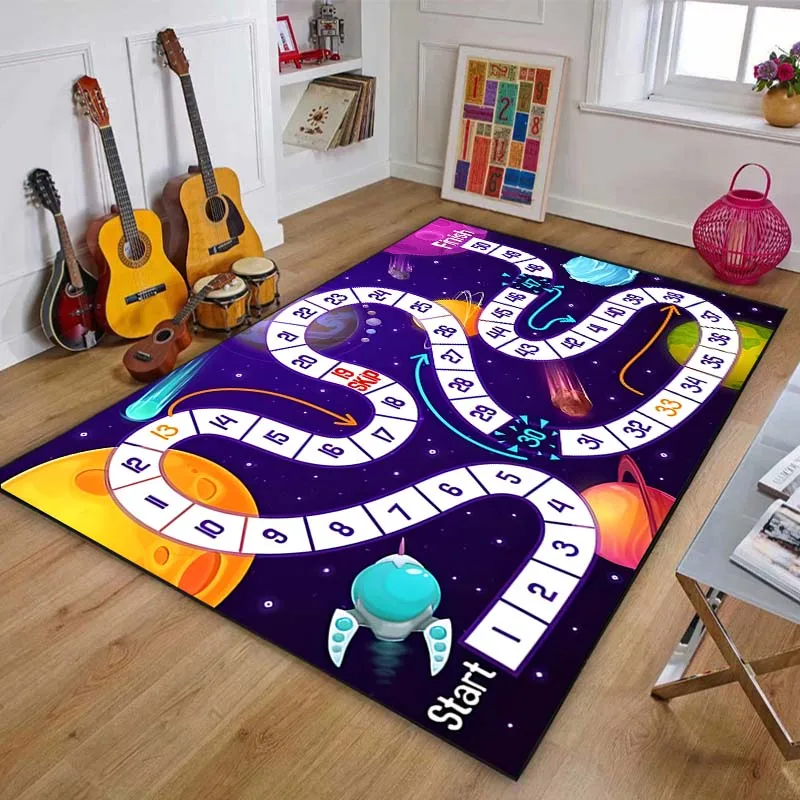 Game Snakes and Ladders Pattern Floor Rug Carpets Living Room Bedroom Bedside Bathroom Floor Mat Area Rug Kids Room Play Mat