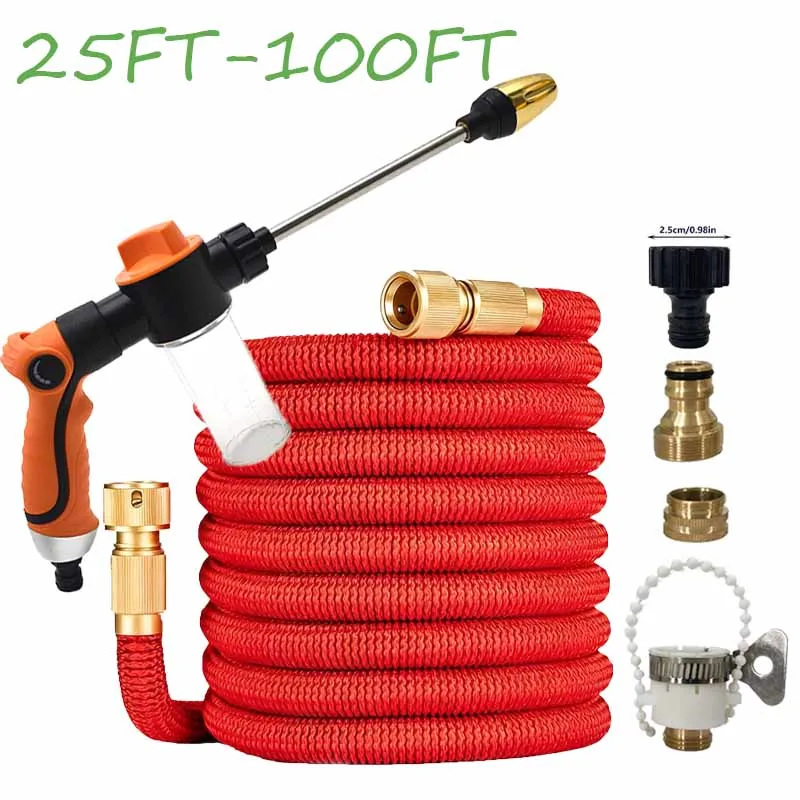 

1 шт. новый расширяемый волшебный шланг с пистолетом-распылителем для автомойки высокого давления — идеально подходит для полива и очистки на открытом воздухе