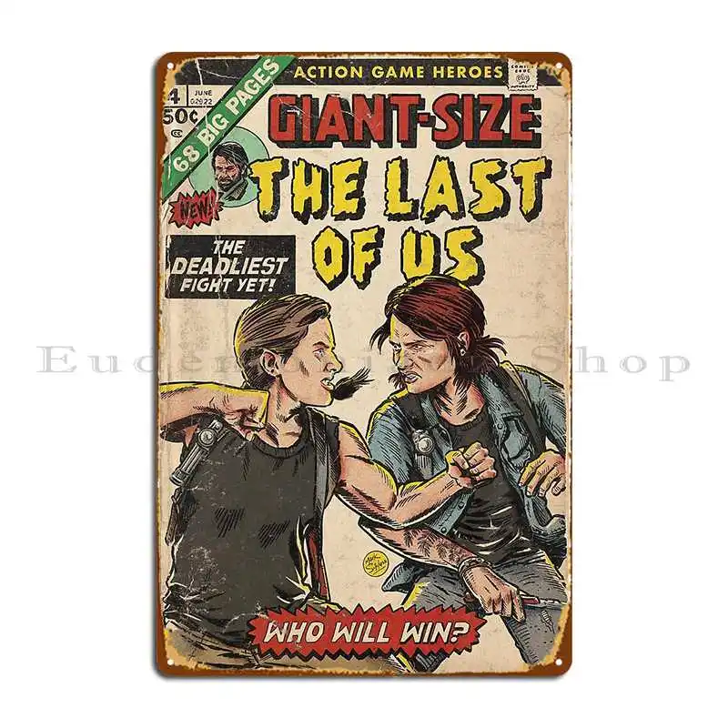 The Deadliest Fight Yet The Last Of Us Comic Book Cover Fan Art Metal Plaque Garage Decoration Party Designs Tin Sign Poster