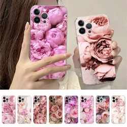Elegant Pink Purple Peony Phone Case For IPhone 15 14 11 12 13 Mini Pro XS Max Cover 6 7 8 Plus X XR SE 2020 Funda Shell