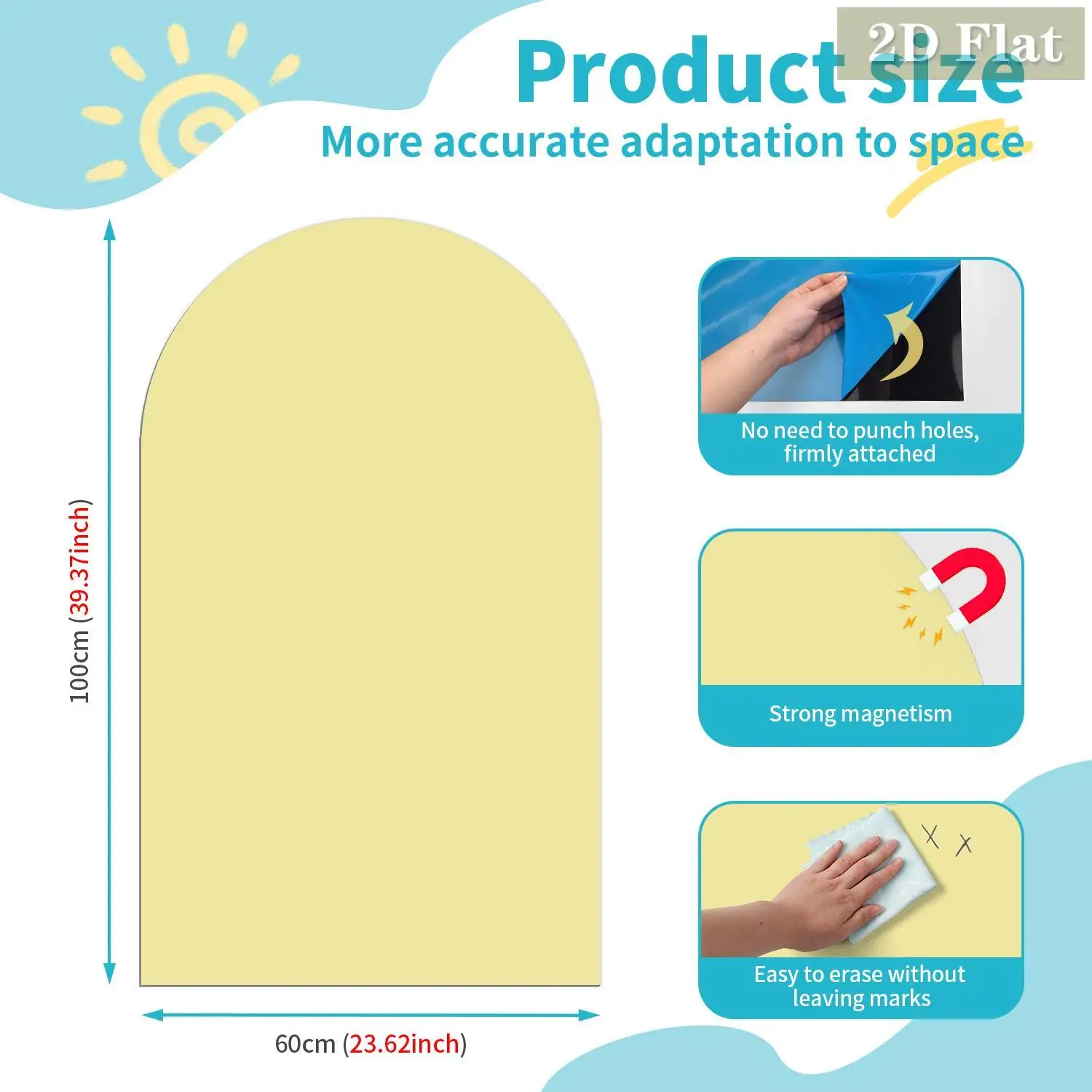 1 шт. арочная магнитная наклейка на стену для доски, светло-желтый полукруглый узор, легко снимается граффити, украшение для дома