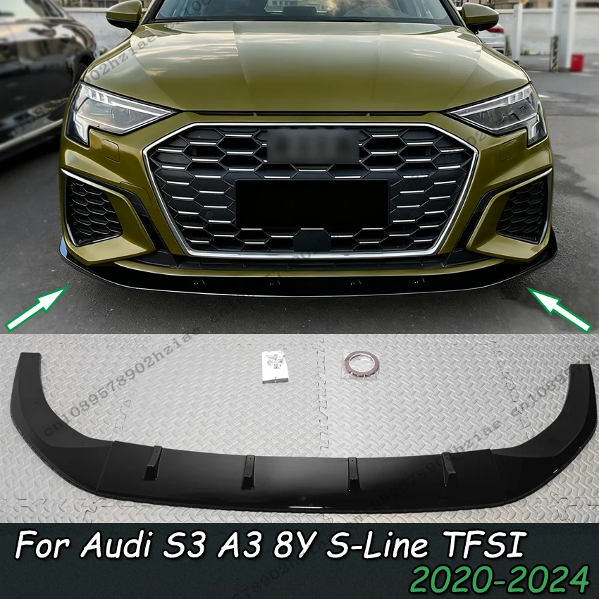 

Для Audi S3 A3 8Y S-Line TFSI 2020-2024 автомобильный бампер, спойлер для губ, канистры, диффузор, сплиттер, крышка лезвия, защитная крышка, комплекты кузова