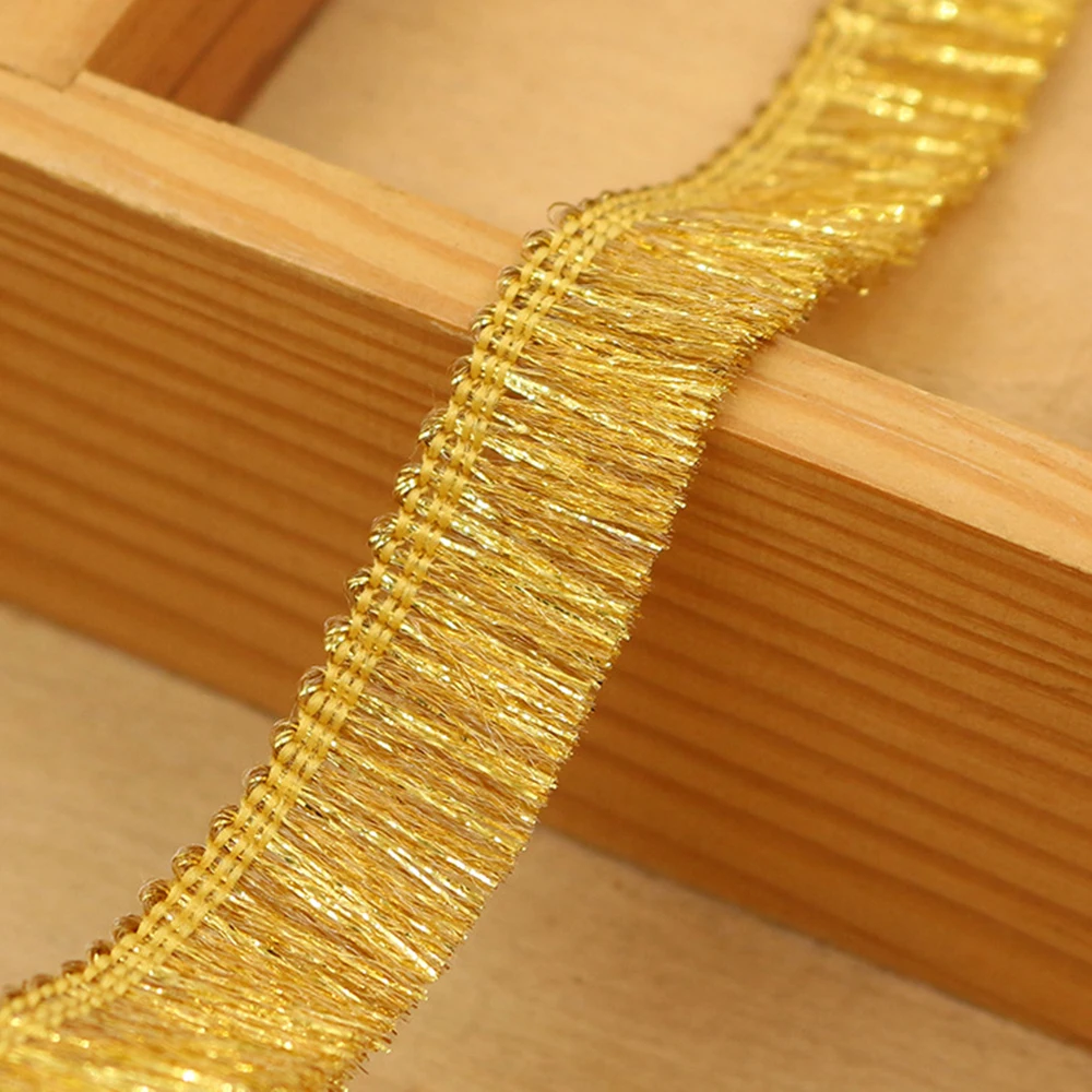 1.5cm Metallic Tinsel Fringe Trim Shiny Tassel Fringe for Sewing Dance Performance Costume Ethnic Dress Party Backdrop Decora