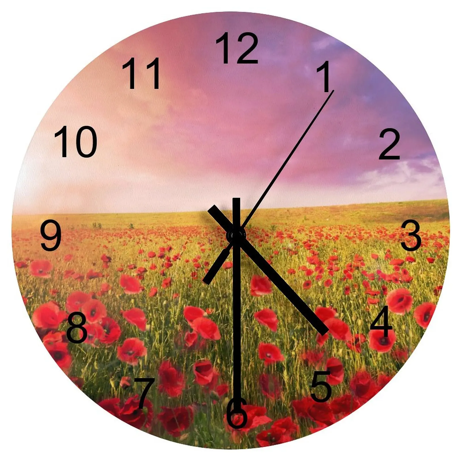 

Nursery Wall Clock Sparkling Flowers Nature Clocks 12 inch Mute Wood Round Patterned Pointer rotation Sporty