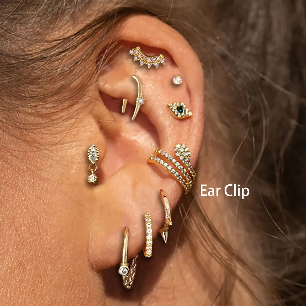 Kolczyk do piercingu ucha Tragus Helix Rook dla kobiet 1 szt. Mankiet na ucho z cyrkonią kolczyki w kształcie obręczy biżuteria do przekłuwania chrząstki