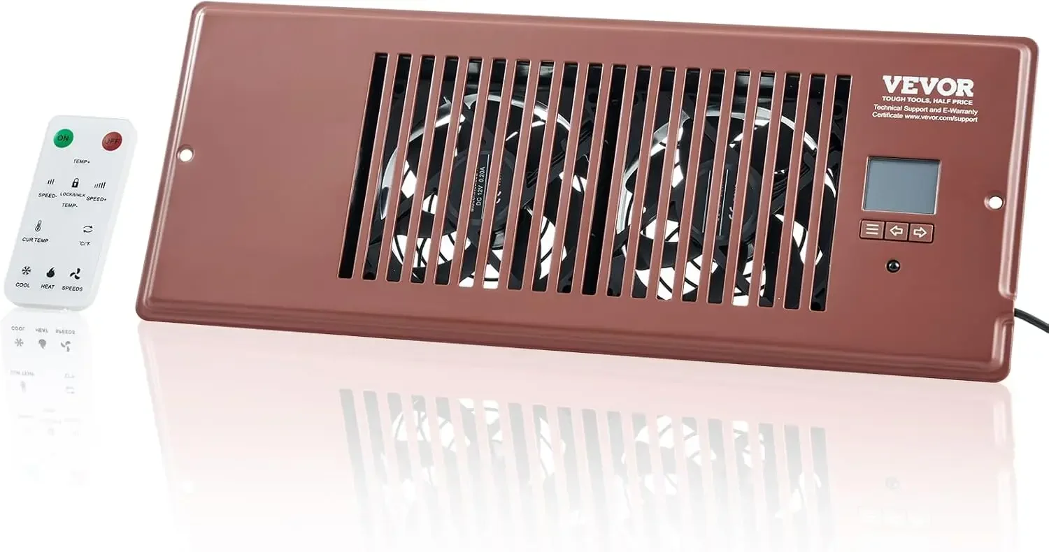 

Register Booster Fan, Quiet Vent Booster Fan Fits 4” x 12” Register Holes, with Remote Control and Thermostat Control, Adjustabl