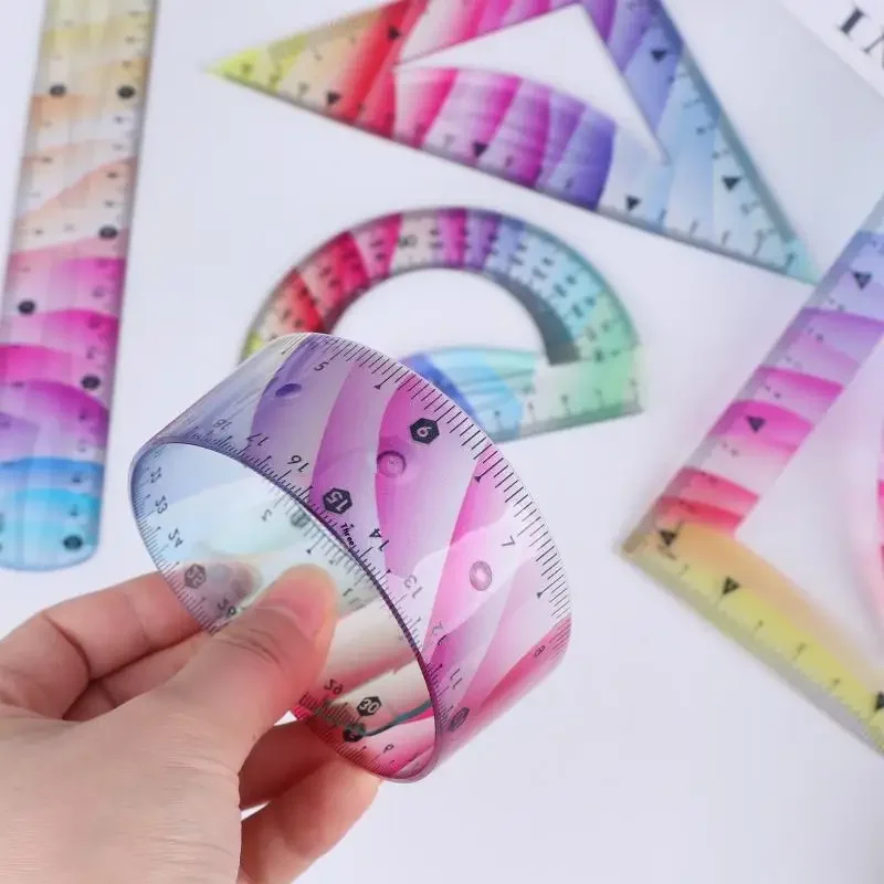 

Vibrant Rainbow Shatterproof Flexible Ruler Kit, Soft Plastic, Pack of 1, 2, 3, School and Office Supplies