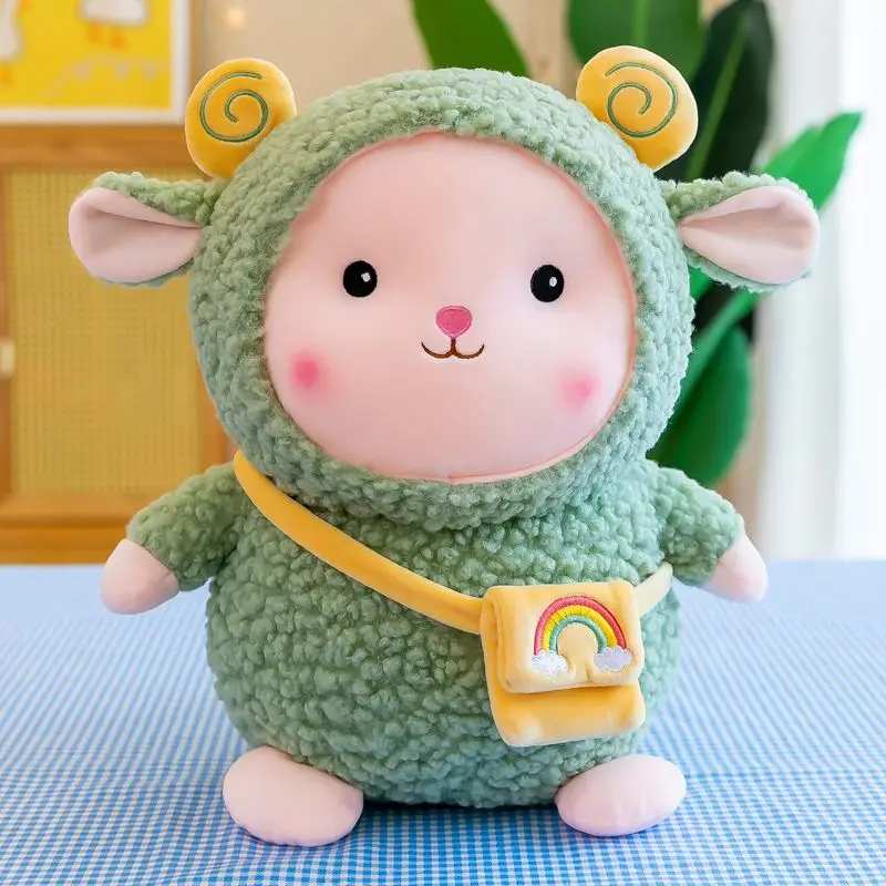 22cm Plush Backpack Lamb Toys Cute Pink White Green Animal Stuffed Plush Cartoon Toys for Boys Girls Christmas Birthday Gifts