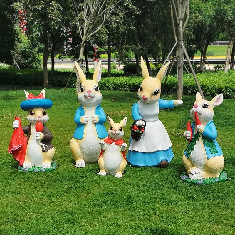 Outdoor Simulation Rabbit Creative Garden Ornament Garden Animal Ornament Homestay Courtyard Peter Rabbit Decorative Sculptu