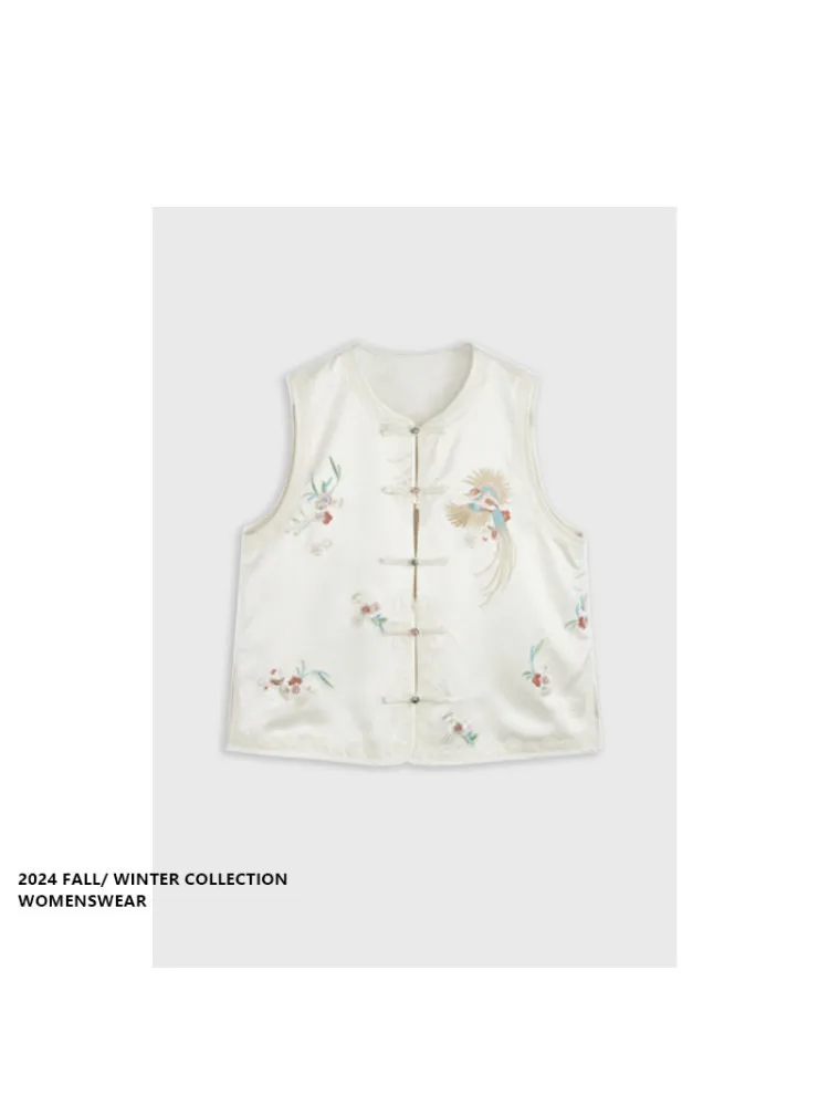 

Новый китайский ретро-жилет с пуговицами, женская верхняя одежда, лето 2025, модный универсальный топ, высококачественный полиэстер