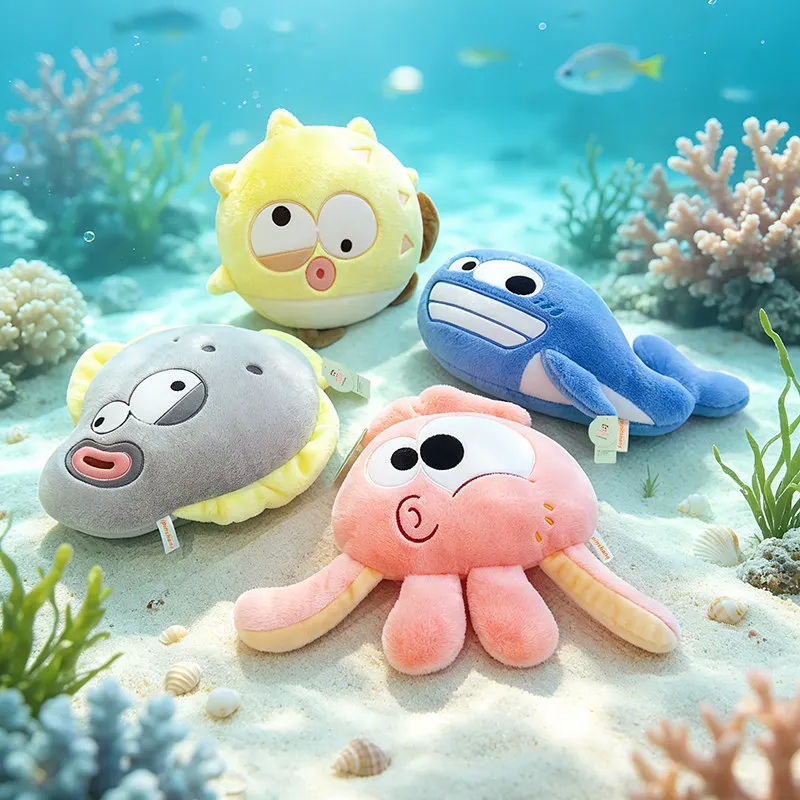 Quirky Marine Creature Plush Pillow – Clownfish, Starfish, Shark, Crab Stuffed Toy Sofa Cushion, Children's Gift