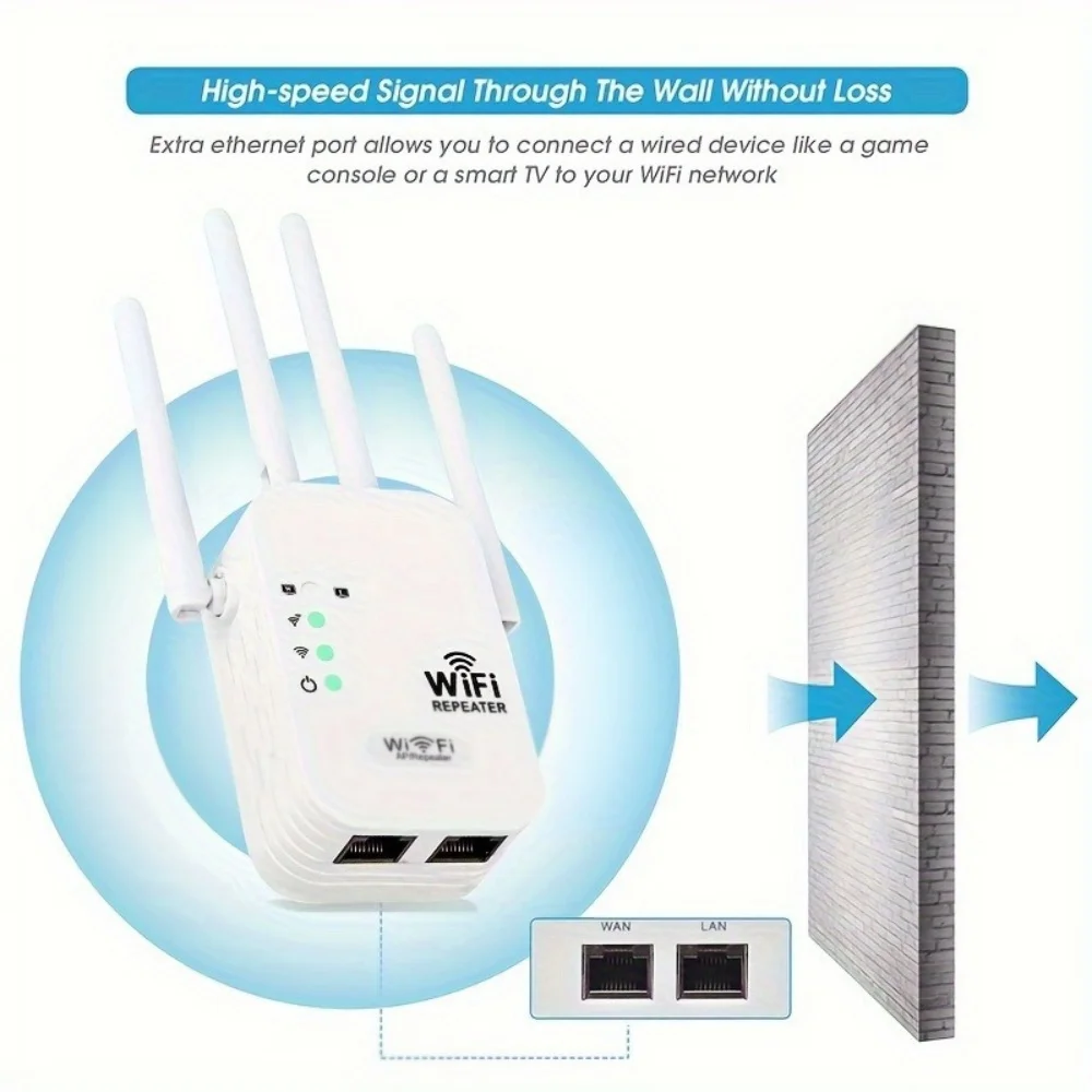 

WiFi Signal Booster Four Antenna Dual Band Wireless WiFi Repeater 300Mbps Full Signal Amplifier Router Long Range WiFi Extender