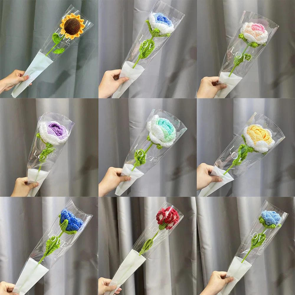 Artificial Sewing Accessories Rose Sunflower Carnation Tulip Flower Handmade Sew-on Applique Crochet Applique DIY Fake Flowers