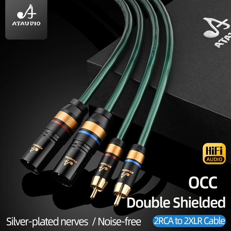 New Upgrade HiFi Dual XLR Male to Dual RCA  Cable OCC Plated Silver 2XLR to 2RCA  Audio Cable for Amplifier Mixer Microphone