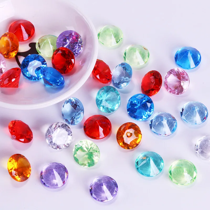 30Pcs Acrylic Plastic Diamond Shape Pawn Pieces For Token Board Games Counter Accessories,10 colors,diameter 2cm