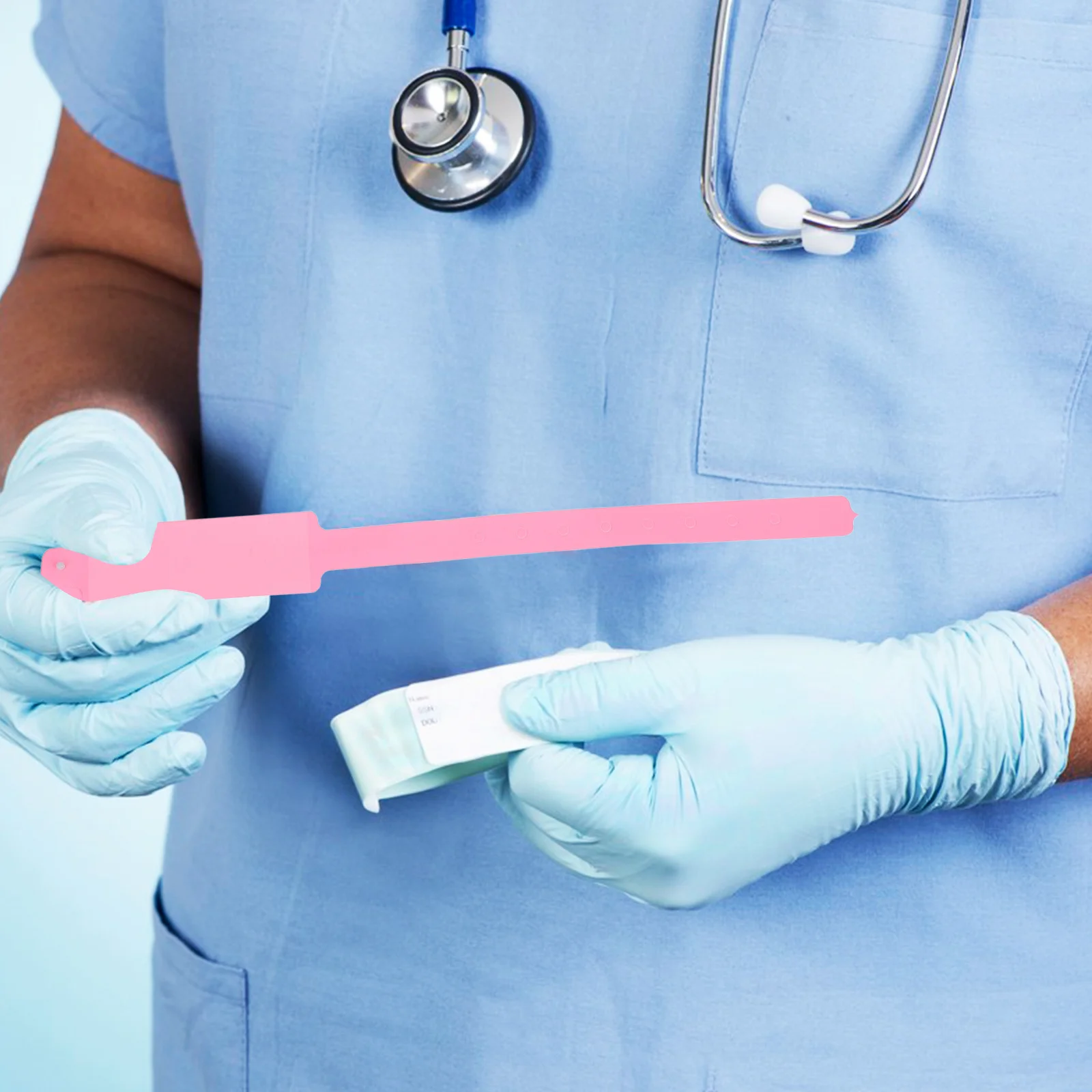 100 قطعة من الأساور المستشفى التي تستخدم لمرة واحدة من مادة PVC أساور معرف المريض المقاومة للماء أساور تحديد الهوية الطبية القابلة للكتابة #5