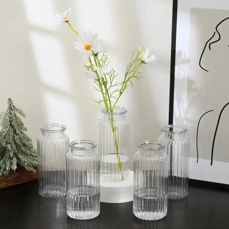 Clear Mini Mushroom Plastic Vase Lightweight Desktop Planter for Hydroponics Small Flowers Dorm Desk Decoration