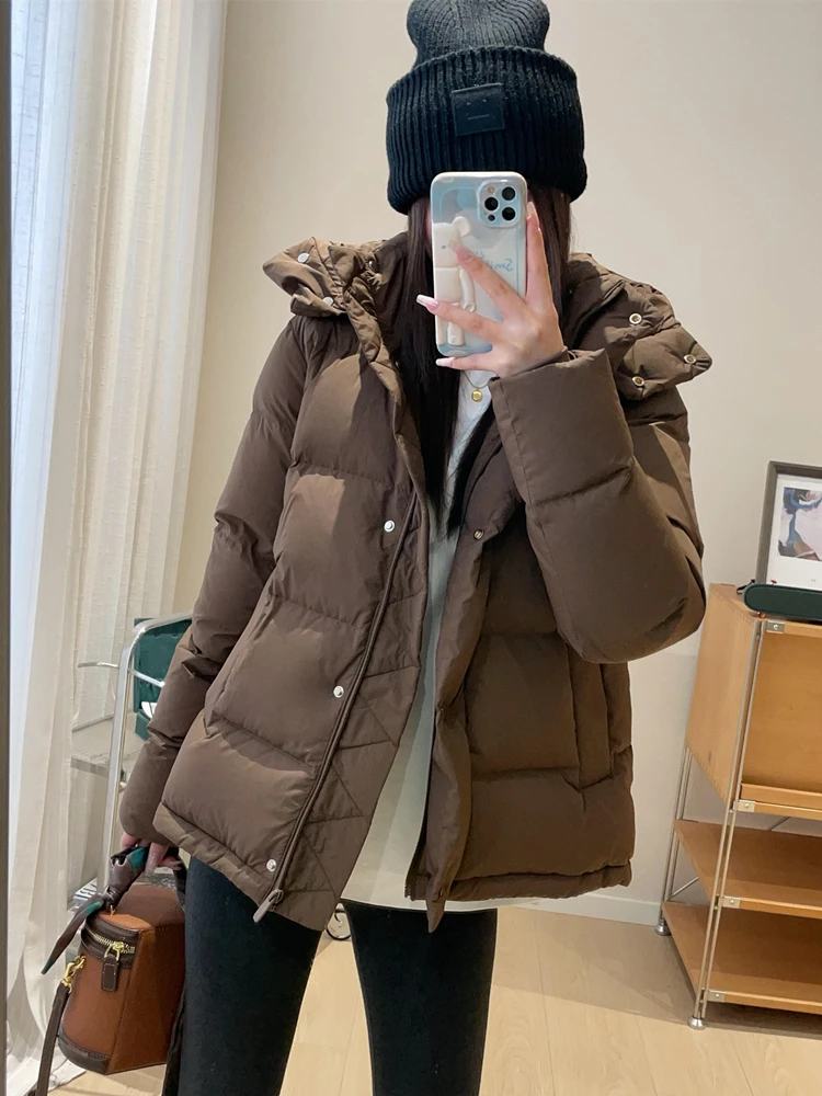 

WTHEONE High-End 90 White Du down Padded Jaet Classic Five-Box Hooded ort Bread Sle Women's Streetwear Coat