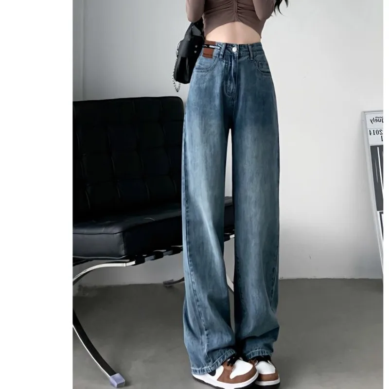 

Женская одежда, брюки Y2K, винтажные широкие джинсы с высокой талией, струящиеся прямые брюки, весна-осень