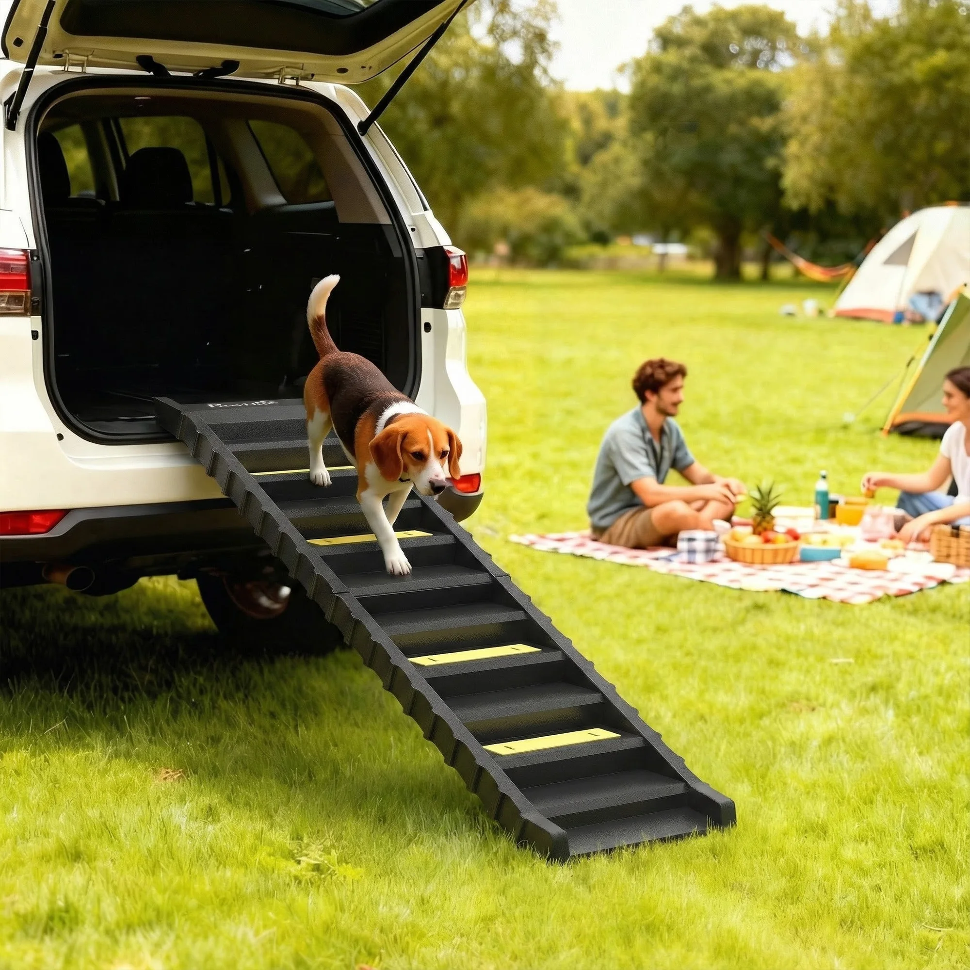 PawHut opvouwbare hondenhelling, antislip hondentrap, autohelling voor honden, 154x40cm
