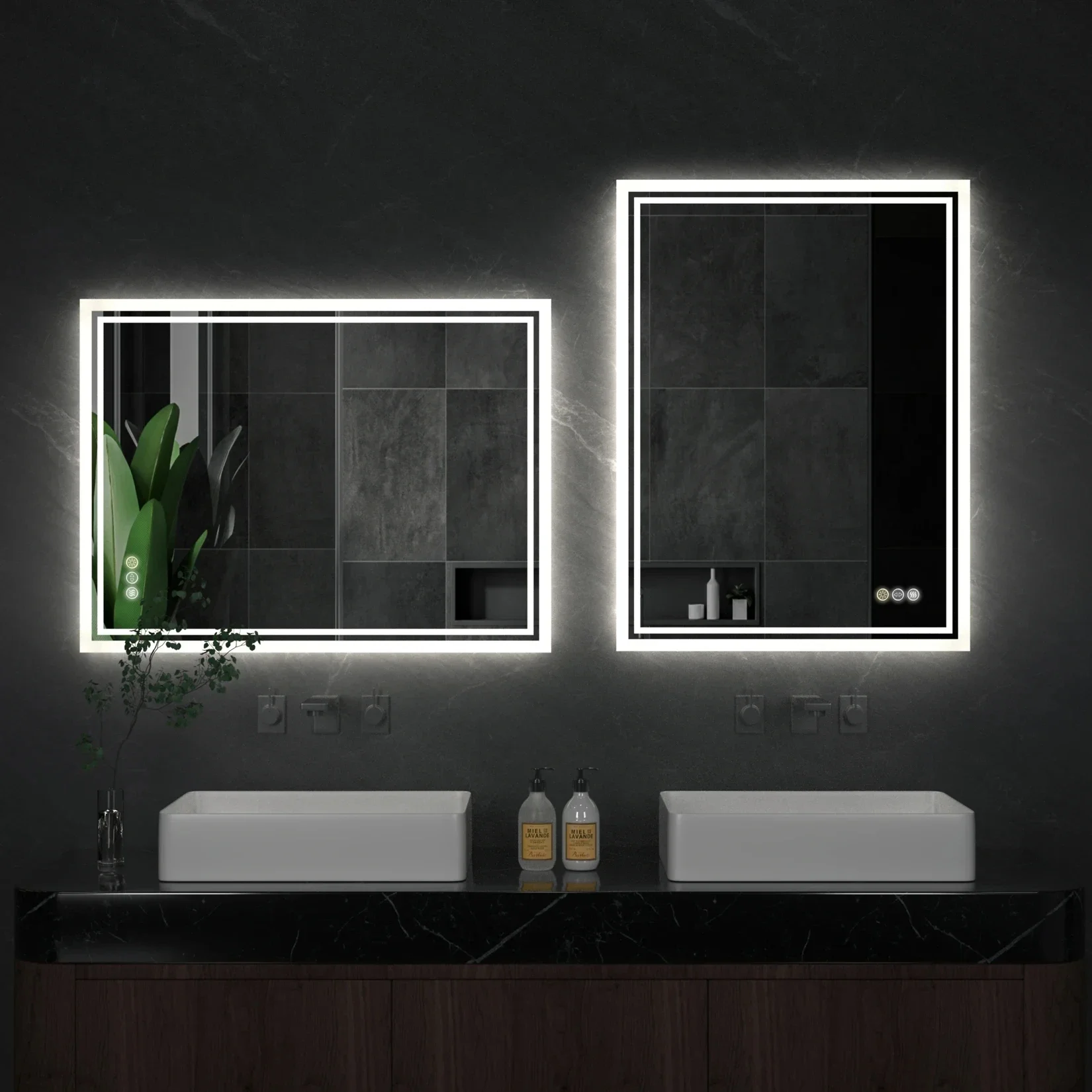 LED Backlit Mirror Bathroom Vanity with Lights,Anti-Fog,Dimmable,CRI90+,Touch Button,Water Proof,Horizontal/Vertical