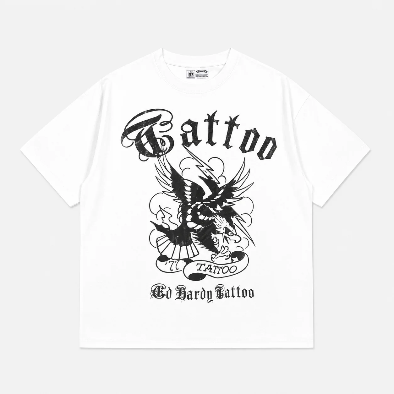 Ed Hardy Gothic Eagle Lightning Tattoo Print T Shirt Unisex Loose Oversized Harajuku Streetwear Cotton Summer Graphic Tee