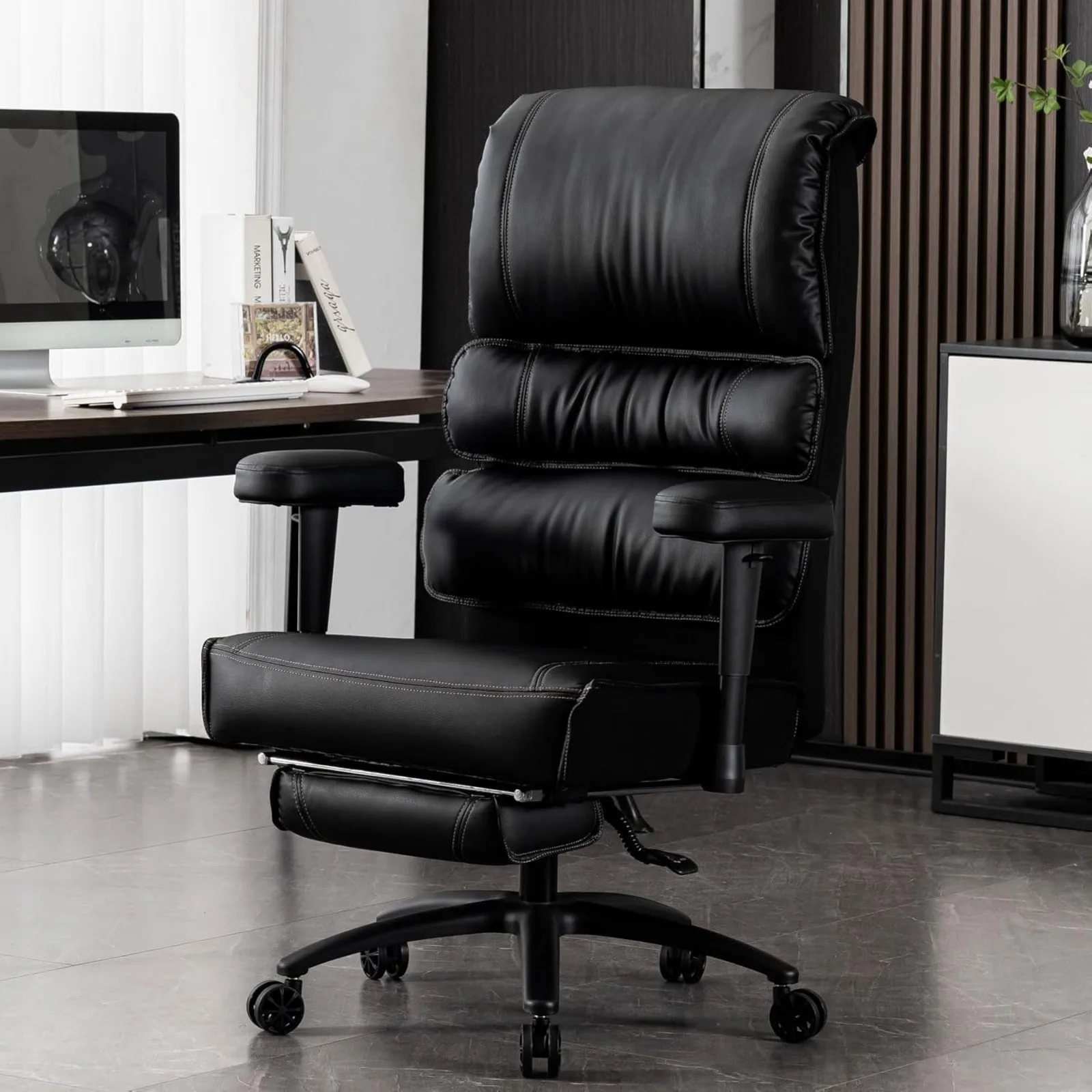 US Office Chair, Big High Back PU Leather Chair, Executive Chair, ErgonomicChair with Foot Rest, Chair