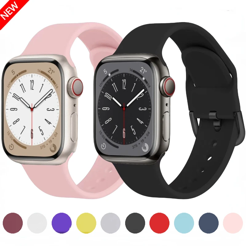 

Silicone Strap For Apple Watch Ultra/2 49mm 10 42/46mm 9 8 7 45mm 41mm Bracelet Band iWatch 6 5 4 3 SE 44mm 40mm 42mm 38mm band