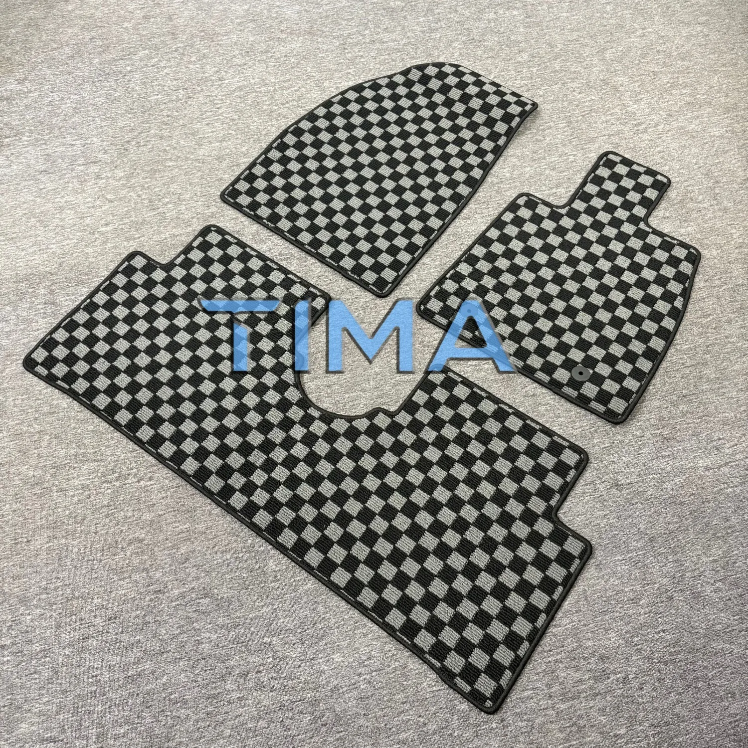 3PCS CHECKERED Racing Fabric Car Floor Mats Customizing JDM Checkered Carpet Car Floor Mat  For BYD Dolphin. Right Hand Driveor