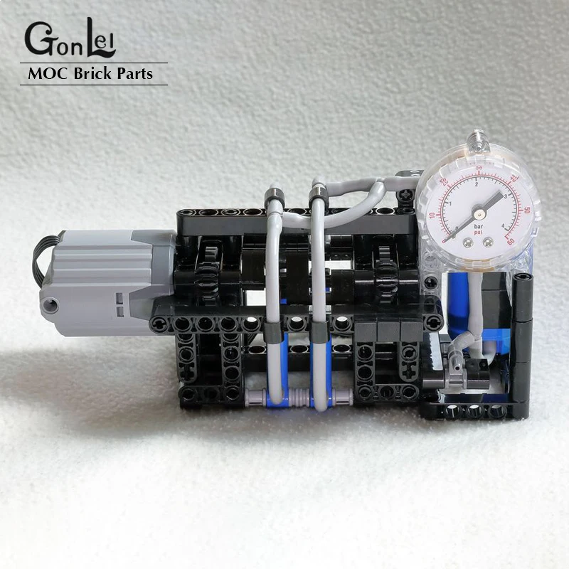 NEW Technical MOC Pneumatic Pump Compact Building Blocks Model with 64065 75974  Airtank Pressure Gauge Manometer MOC Parts Toys