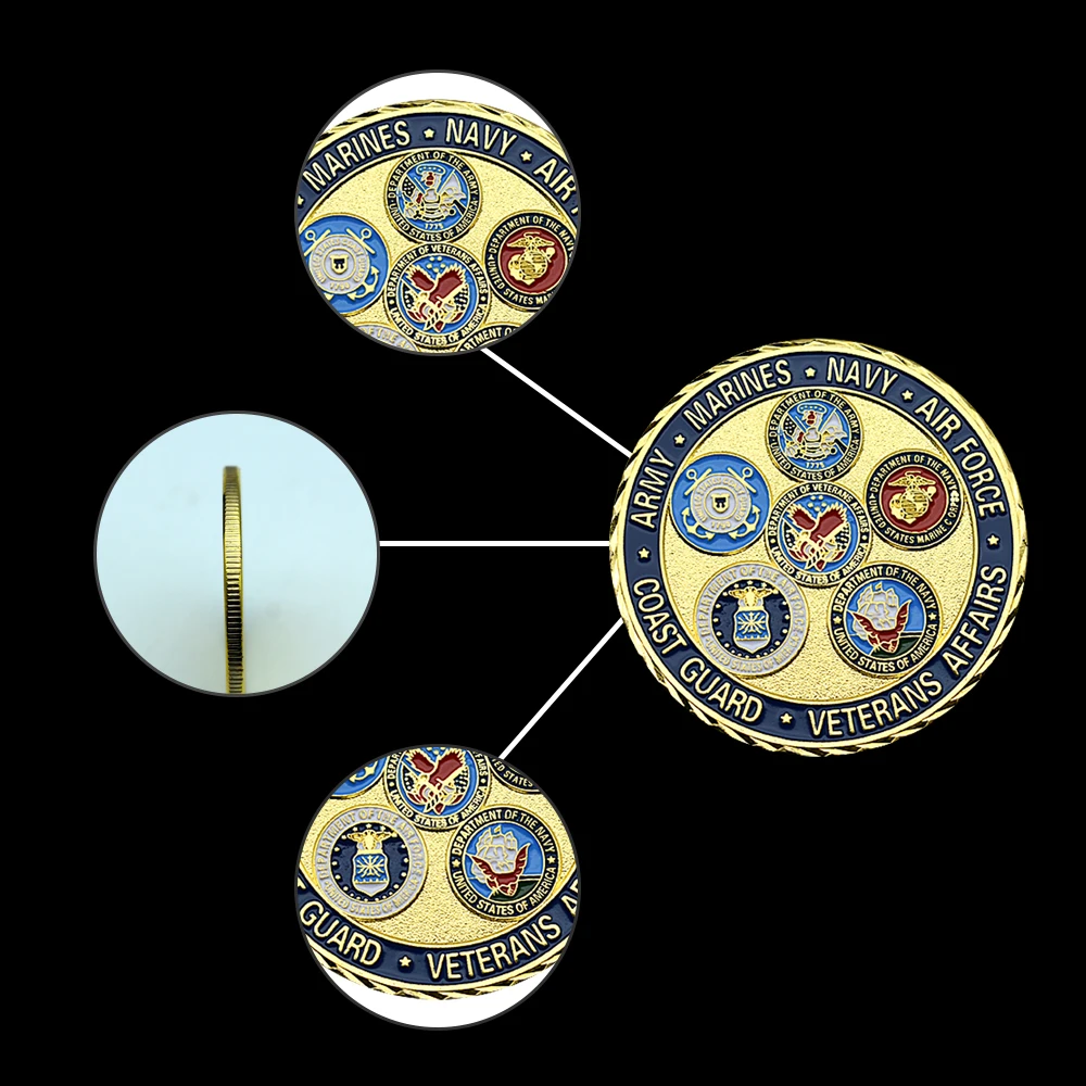 التحدي العسكري الأمريكي عملة الجيش البحرية مشاة البحرية سلاح الجو حارس السواحل شؤون المحاربين القدامى كابيتول لياسون هدية تذكارية
