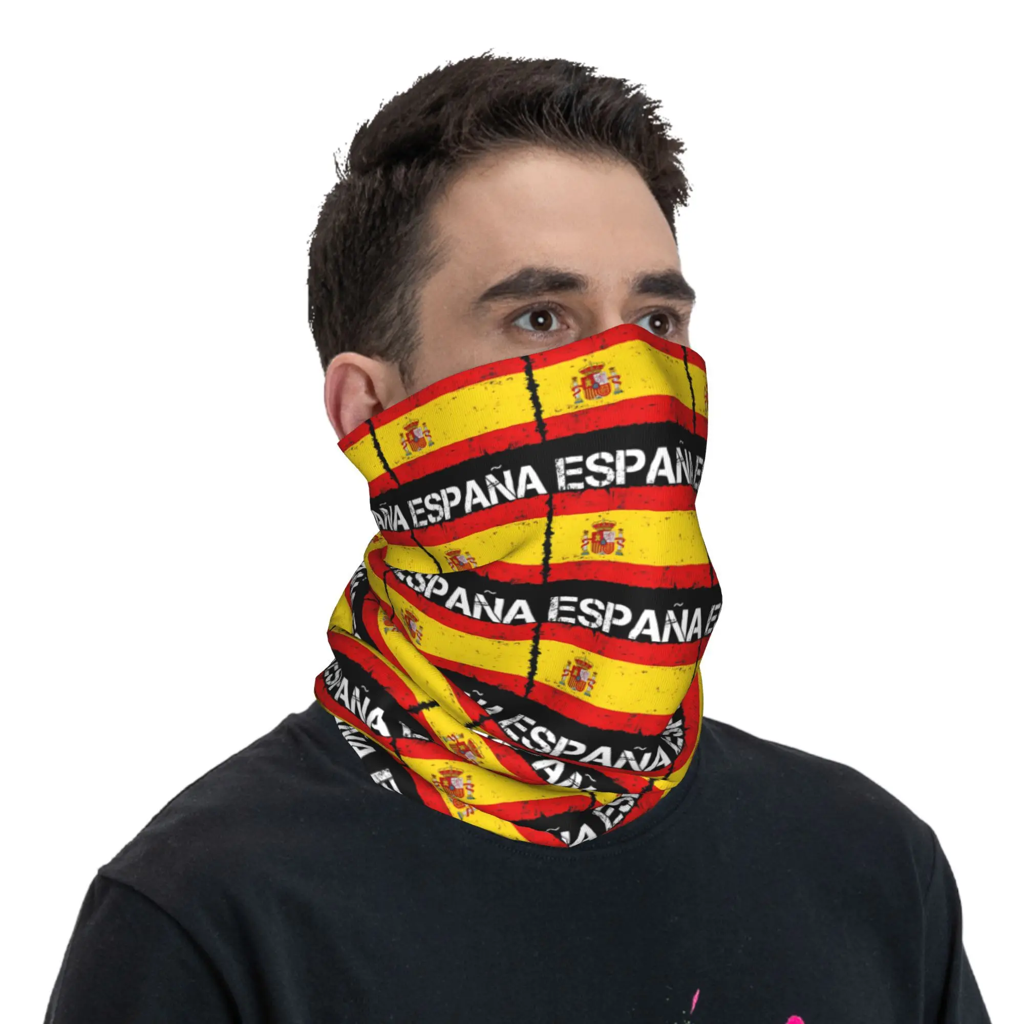 Spanish Flag Balaclava Outdoor Sports  Cycling Mask UV Protection Neck Cover Face Cover Mask Autumn Retro Neck Gaiter