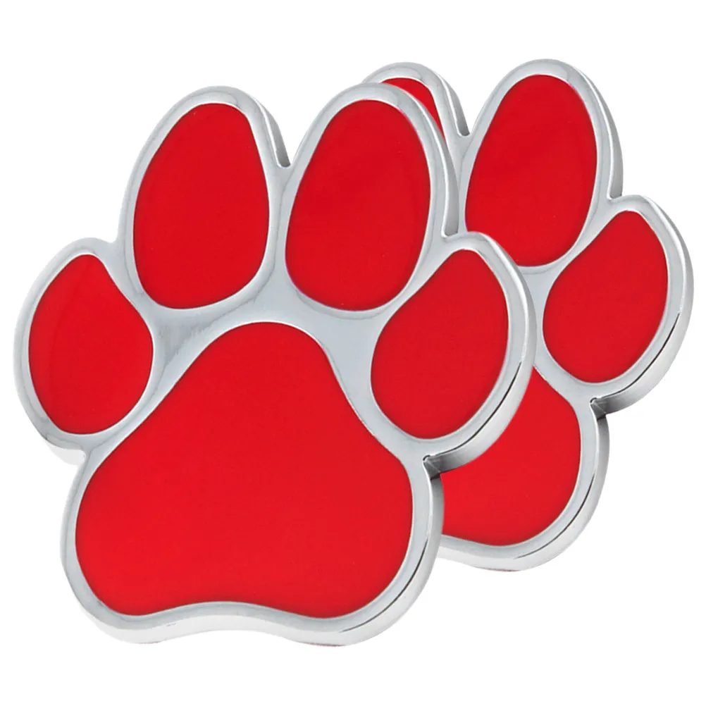 2Pcs Car Stickers Dog Paw Metal Decal Cute Cartoon Pawprint Decorative Badge for Truck Suv Window Bumper Outdoor