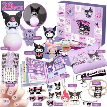 Miniso Hello Kitty Kuromi Anime Christmas Calendar Advent Figures Halloween Countdown Diy Handmade Toys Gift For Kids Toy