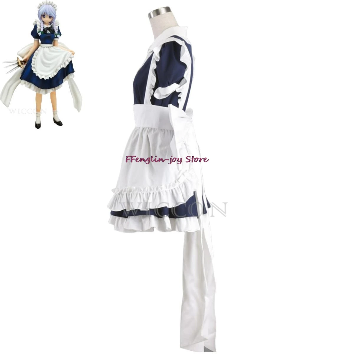 Anime Game TouHou Projec Izayoi Sakuya Cosplay Kostuum Pruik Meid Kledij Lolita Jurk Vrouw Sexy Kawaii Verjaardagsfeestje Pak