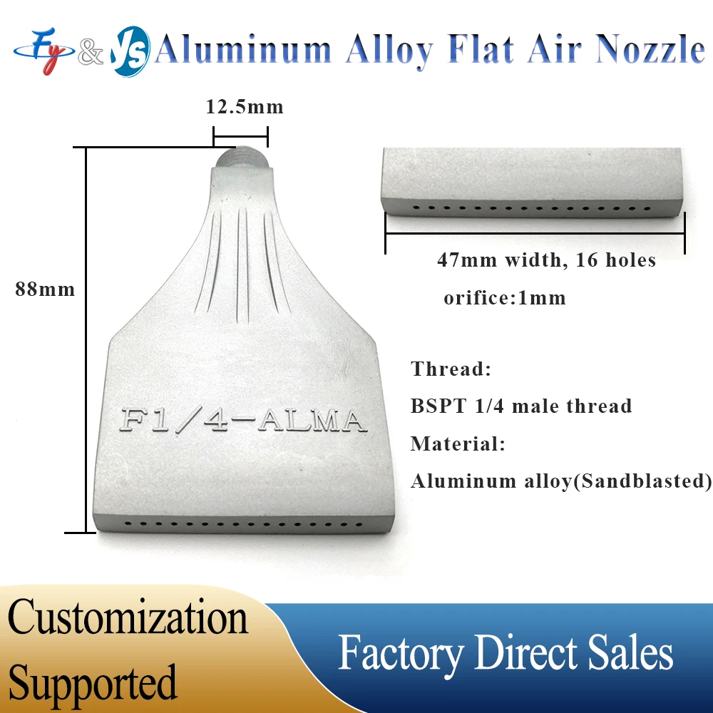 Premium Industrial Flat Nozzle, Low Noise Design with Standard BSPT Thread  1/4