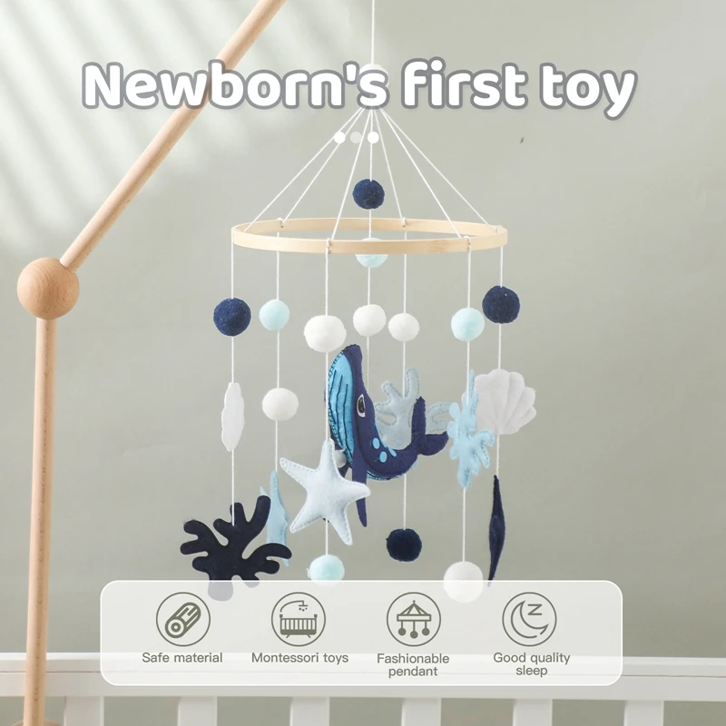 Baby Crib Mobiles Cartoon Felt Whale Rattles Toys Newborn Music Box Bed Bell Hanging Toys Holder Bracket Infant Crib Toys Gifts