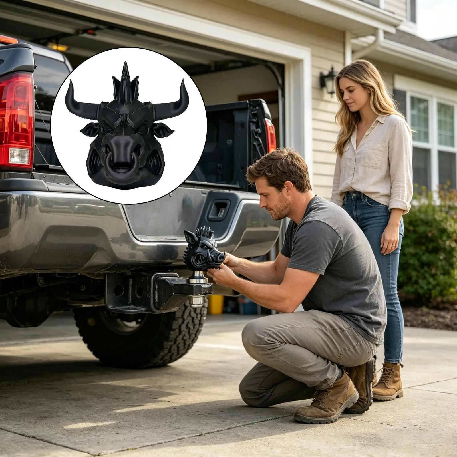 Hitch Receiver Cover Funny Bison Shape Towing Plug Protector Waterproof Hitch Covers For Trailer Truck RV Vehicle Garage Camping