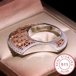 Anillo de circonio de Color plateado S925 para mujer, joyería con forma de luna, regalo conmemorativo de innovación