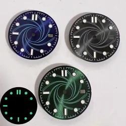 31mm Watch Dial Green Luminous Figure Watch Faces with Calendar Window for ETA2836 Movement Watch Accessories Repair Parts