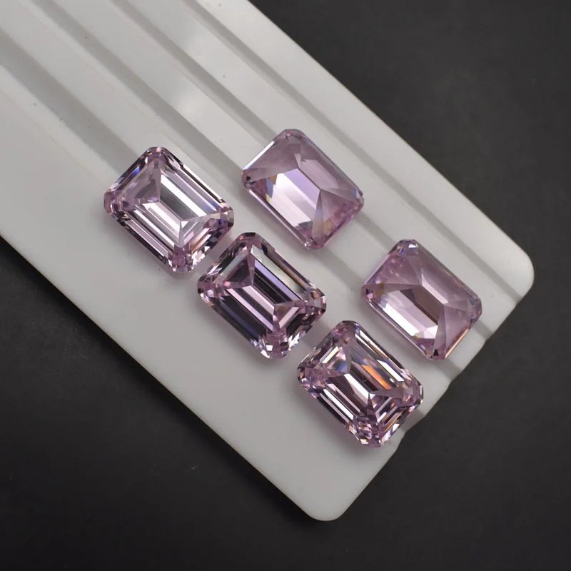 Grade AAAAA Light Pink Cubic Zirconia Rectangle Faceted Gemstone Emerald Cut Loose CZ Gems Multiple Sizes to Choose